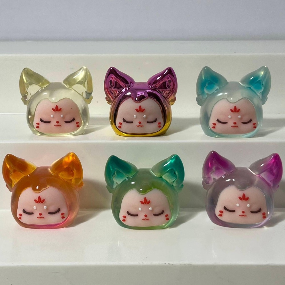 KIKI Candy Fox Puppy Mini Bean Figures Lot of 6 Blind Box Charm Sleeping Head